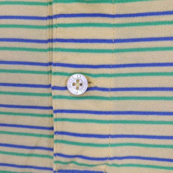 Polo Golf Ralph Lauren Polo Shirt Men's Large Yellow Pima Cotton Striped Soft - Picture 5 of 11